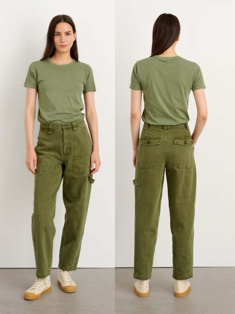 Alex Mill | Phoebe Pant in Upcycled Denim in Army Olive Green 10